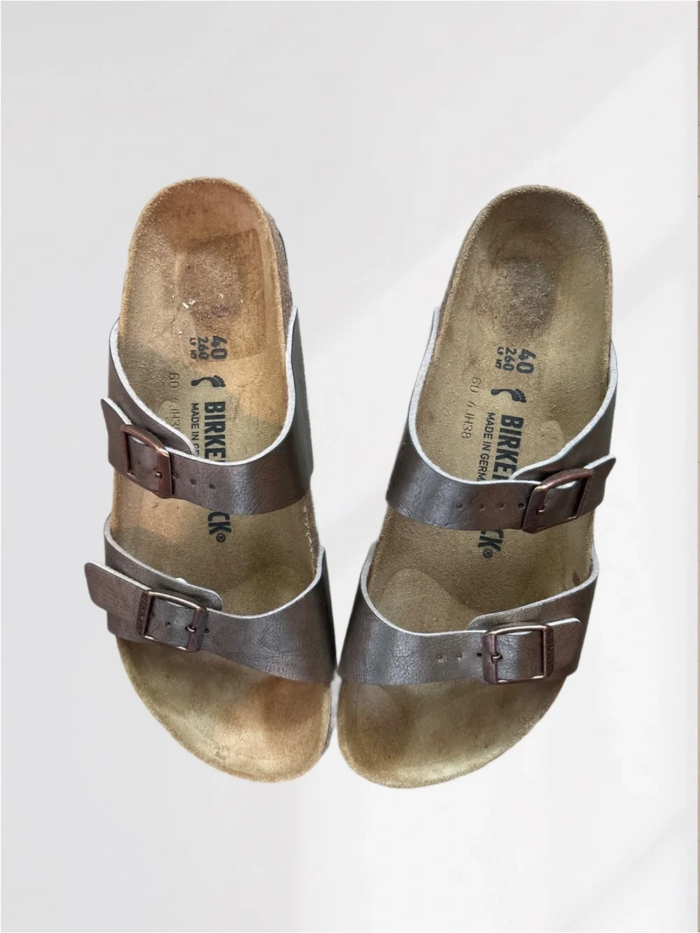 Birkenstock Sydney Metallic Taupe Two-Strap Sandals EU40 US 9-9.5